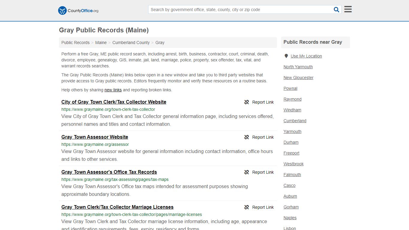 Public Records - Gray, ME (Business, Criminal, GIS, Property & Vital ...